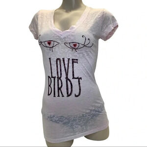 House of Mental Size Medium Pink V-Neck Fitted Burnout Tee. New